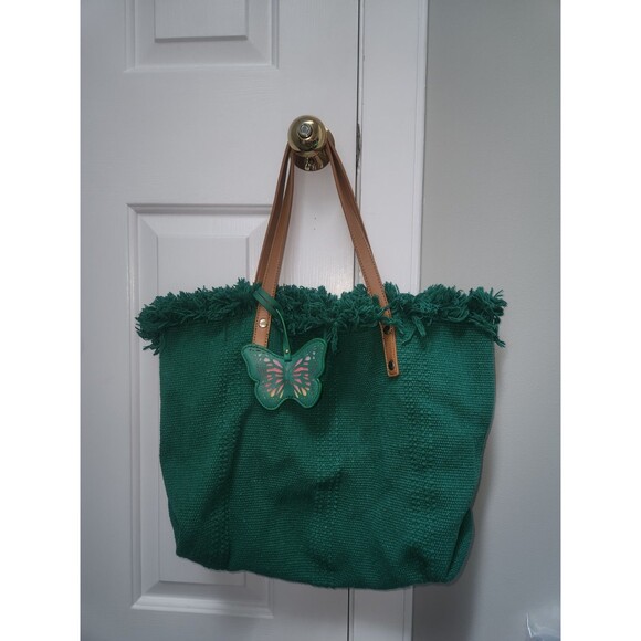 Green fringe cloth purse butterfly charm - Picture 3 of 7